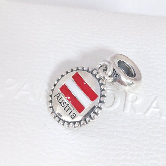 Pandora Austria Flag Dangle Charm S925 Silver with box - Picture 1 of 7
